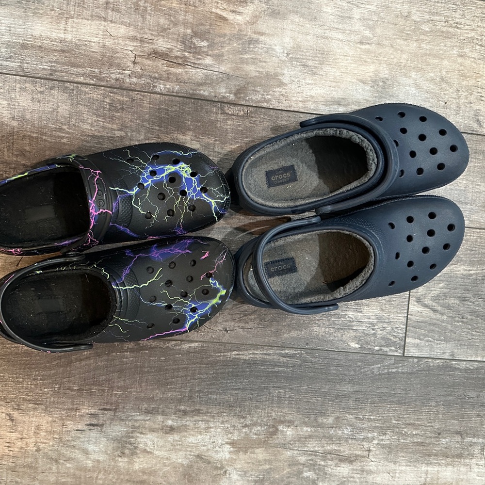 CROCS Kids' Lightning Black and Navy Water Shoes